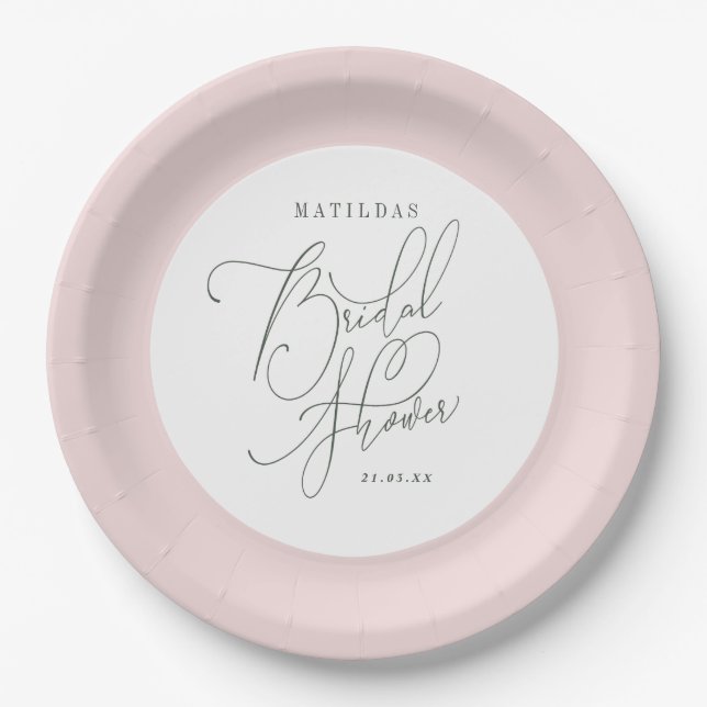 Assiettes En Carton Rougissent la douche nuptiale d'aquarelle florale (Devant)