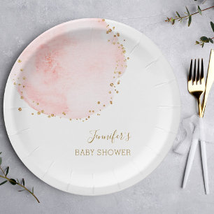 Assiettes En Carton Rougissent le baby shower floral de points de
