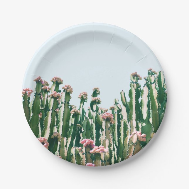 Assiettes En Carton Rougissent le cactus (Devant)