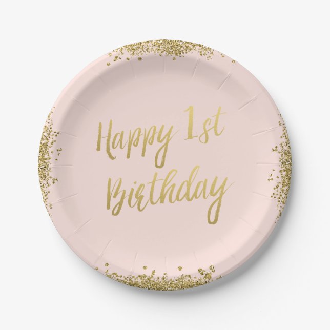 Assiettes En Carton Rougissent le premier anniversaire de Faux de (Devant)