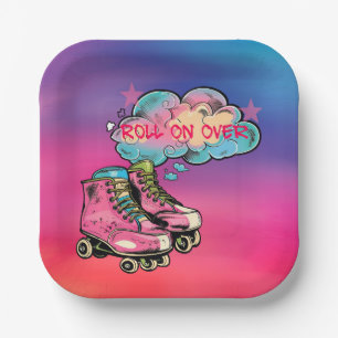 Assiettes En Carton Rouler sur Roller Skate Girl Fête d'anniversaire