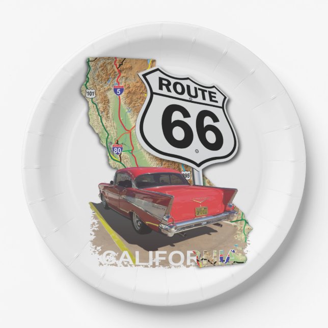 Assiettes En Carton Route 66 (Devant)