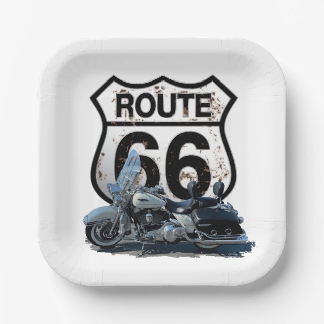Assiettes En Carton Route 66 Plaque carré (Recto)