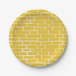 Assiettes En Carton Route de briques - Jaune et transparent