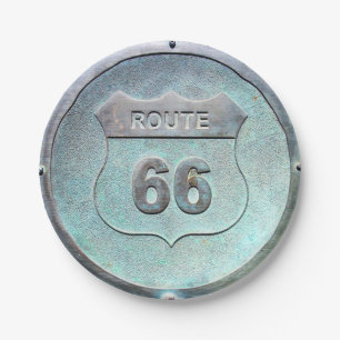 Assiettes En Carton Route en métal gris 66 Plaque, Souvenir
