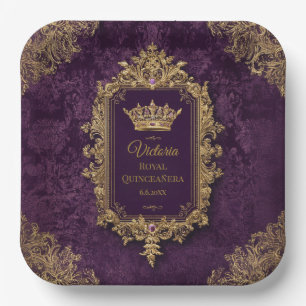 Assiettes En Carton Royal Amethyst Quinceañera, coutume