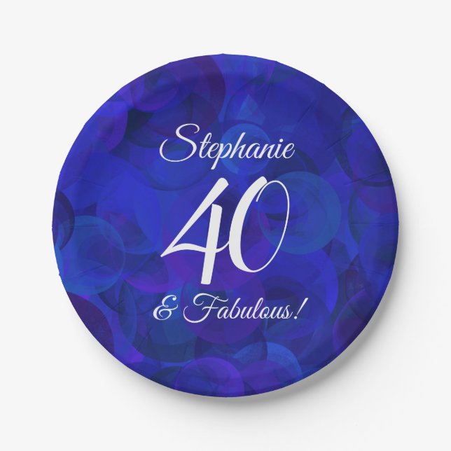 Assiettes En Carton Royal Blue 40 et fabuleuse fête d'anniversaire (Devant)