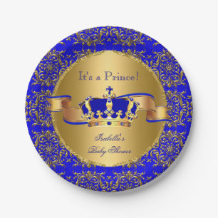 Assiettes En Carton Royal Blue Prince Crown Baby shower Boy