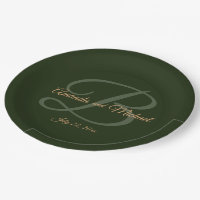 Royal Dark Green Feuille Gold Frame Mariage