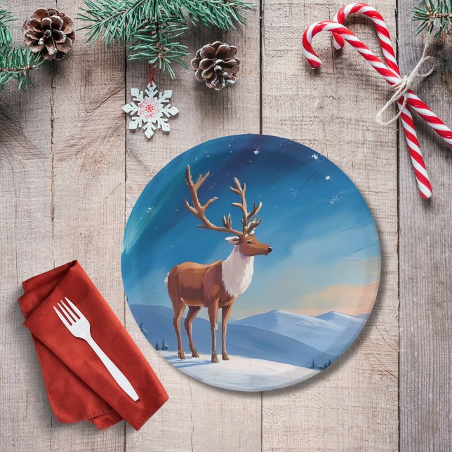 Assiettes En Carton Royal Reindeer | Joyeuses fêtes Joyeux Noël (Créateur téléchargé)