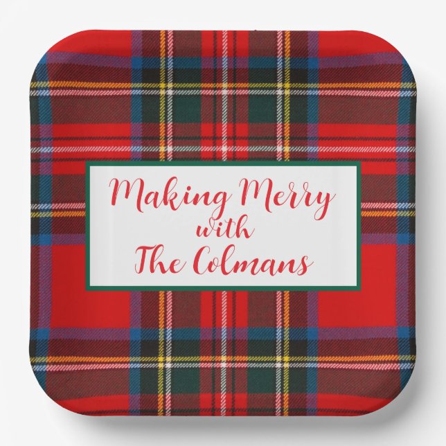 Assiettes En Carton Royal Stewart Red Plaid MAKING MERRY  (Recto)