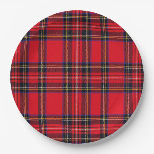 Assiettes En Carton Royal Stewart tartan rouge noir plaid