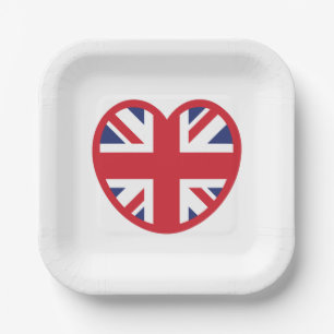 Assiettes En Carton Royaume-Uni Union Jack Flag Heart