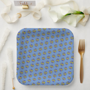 Assiettes En Carton Ruban de fleurs jaune bleu par Kenneth Yoncich