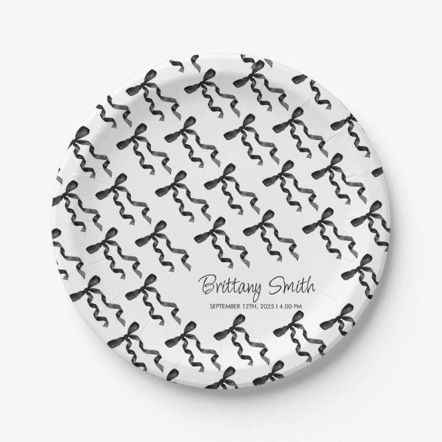 Assiettes En Carton Ruban Noir  (Devant)