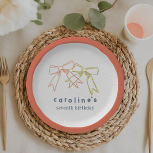 Assiettes En Carton Rubans et vaches Filles personnalisées Fête d'anni