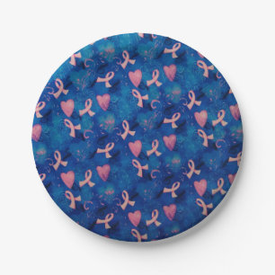 Assiettes En Carton Rubans roses et Plaques de papier Coeurs roses