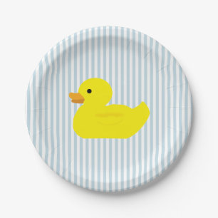 Assiettes En Carton Rubber Canard Bleu Bande