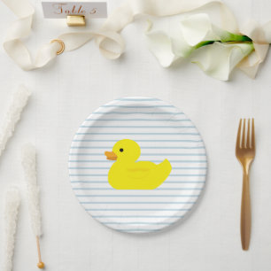 Assiettes En Carton Rubber Canard Bleu Bande