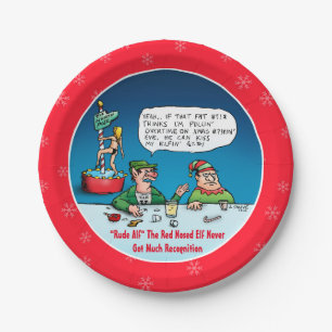 Assiettes En Carton Rude Alf Le Dessin De L'Elfe Au Noir Rouge