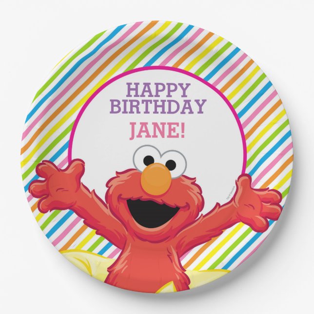 Assiettes En Carton Rue Sésame | Anniversaire d'Elmo Girl (Devant)