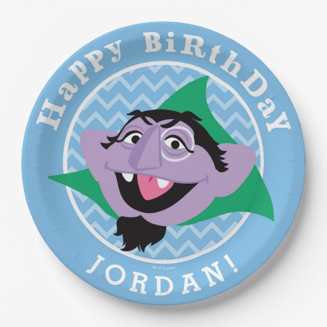 Assiettes En Carton Rue Sésame | Count von Count Anniversaire (Devant)