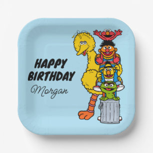 Assiettes En Carton Rue Sésame Joyeux Anniversaire