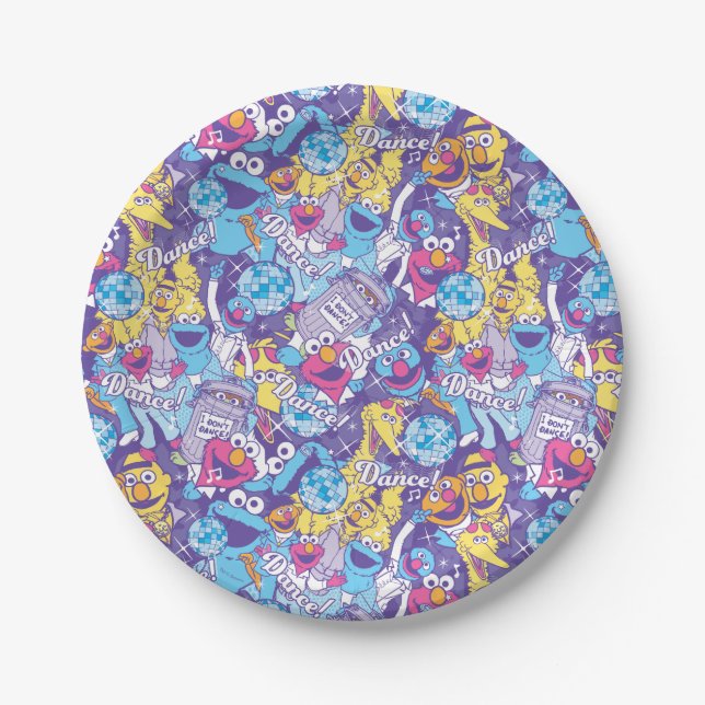 Assiettes En Carton Rue Sésame | Motif de danse Super (Devant)