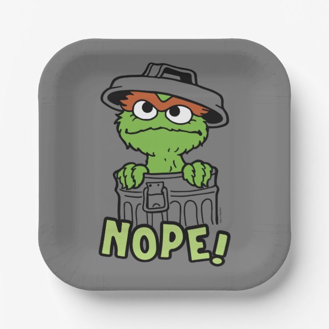 Assiettes En Carton Rue Sésame | Oscar le Grouch Nope! (Recto)