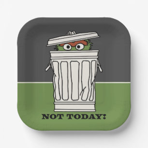 Assiettes En Carton Rue Sésame   Oscar le Grouch Pas aujourd'hui!