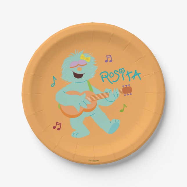 Assiettes En Carton Rue Sésame | Rosita Jouer de la guitare (Devant)