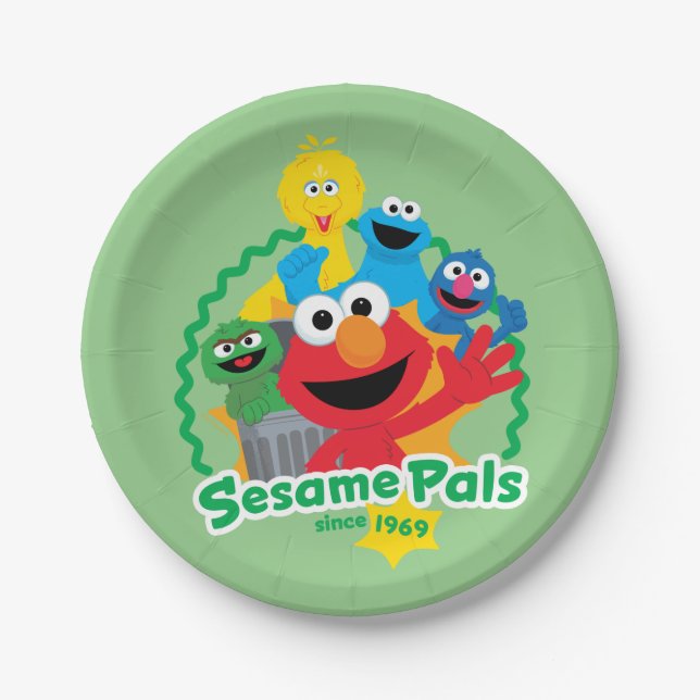 Assiettes En Carton Rue Sésame | Sesame Pals depuis 1969 (Devant)