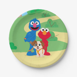Assiettes En Carton Rue Sésame   Tango Avec Grover & Elmo