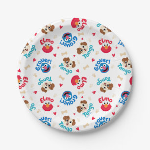 Assiettes En Carton Rue Sésame   Tango, Elmo et Motif Grover