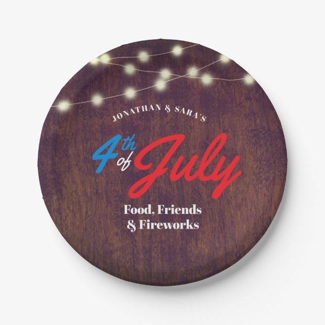 Assiettes En Carton Russe 4 juillet fête d'été (Devant)