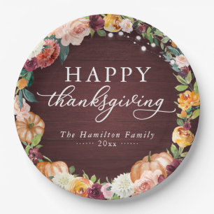 Assiettes En Carton Russe Automne Floral Thanksgiving Diner Papier Pla