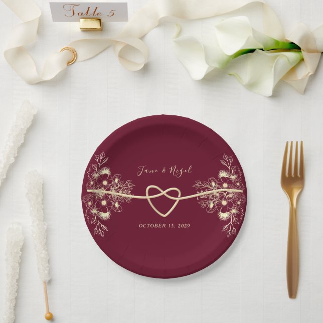 Assiettes En Carton Russe Boho Mariage Bourgogne (Mariage)