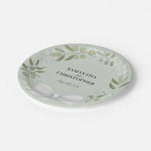 Assiettes En Carton Russe Eucalyptus Mariage vert à la menthe
