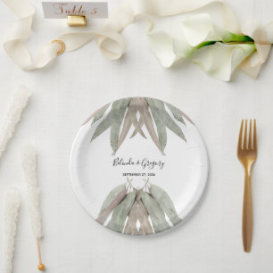 Assiettes En Carton Russe Mariage feuille Eucalyptus