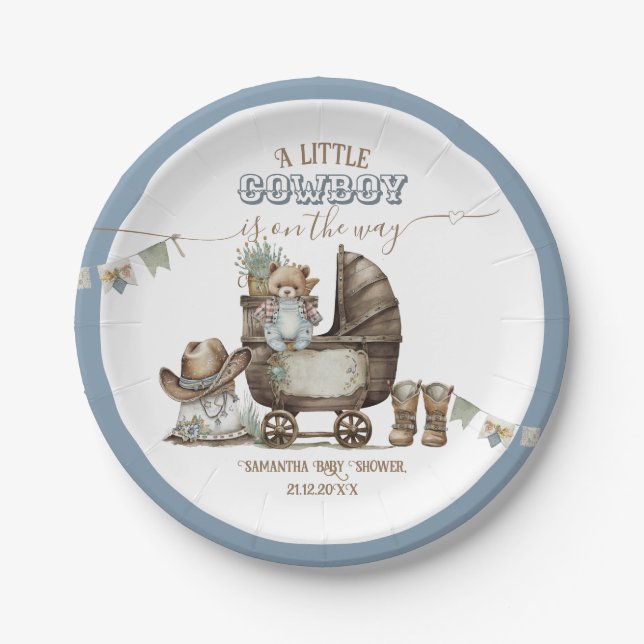 Assiettes En Carton Rustic Boho Country Wild West Boy Douche (Devant)