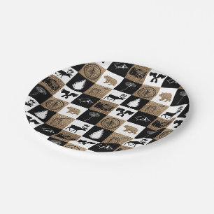 Assiettes En Carton Rustic Camping Extérieur Aventure