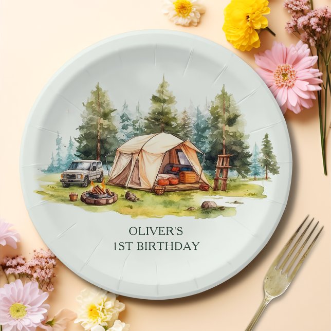 Assiettes En Carton Rustic Camping fête d'anniversaire (Créateur téléchargé)