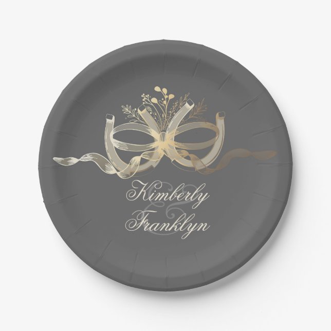 Assiettes En Carton Rustic Country Horseshoes Couple Mariage (Devant)