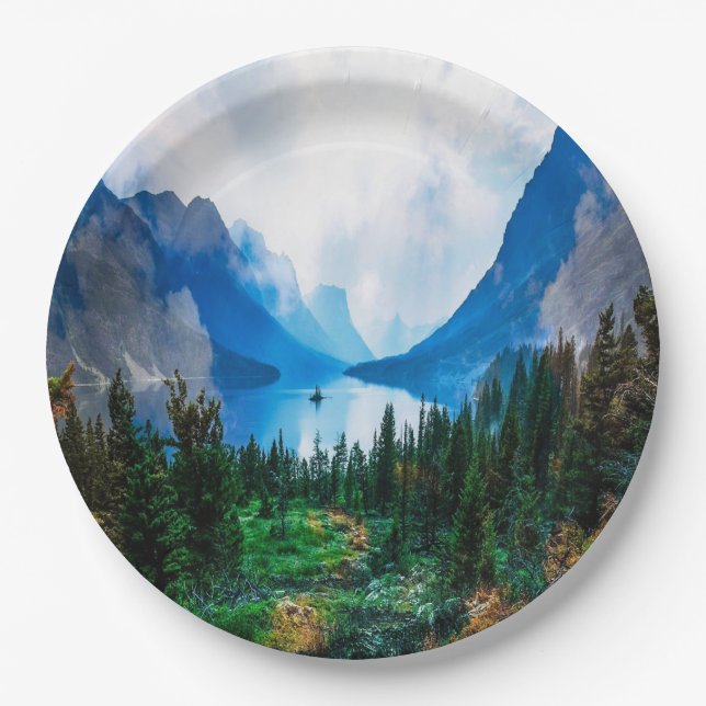 Assiettes En Carton Rustic Country Mountains Nature Pittoresque (Devant)