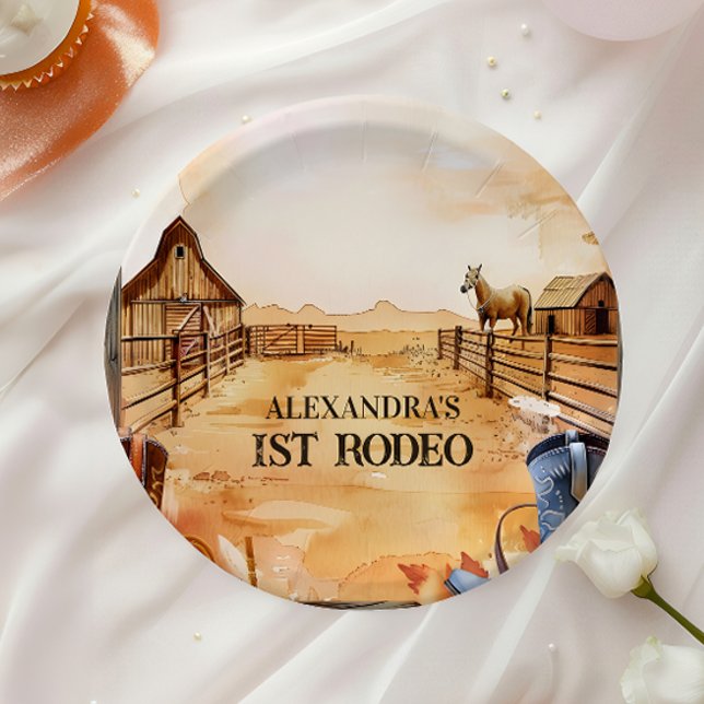 Assiettes En Carton Rustic Cowboy Rodeo 1st Birthday Style (Créateur téléchargé)