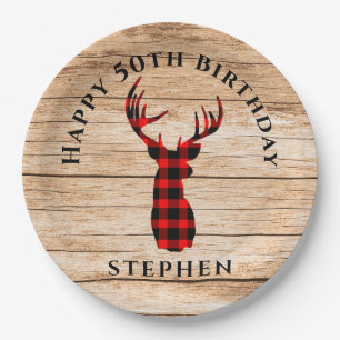 Assiettes En Carton Rustic Deer Hunter Thème 50e fête d'anniversaire