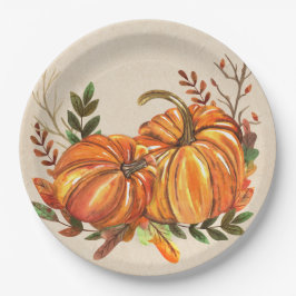 Assiettes En Carton Rustic Fall Citrouille