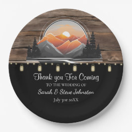 Assiettes En Carton Rustic Mountain Valley Forest Sunset Mariage