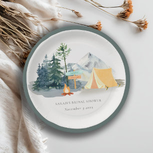 Assiettes En Carton Rustic Pine Woods Camping Fête des mariées de mont