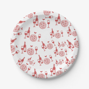 Assiettes En Carton Rustic Pizza & Wine Baby Shower de Mariée